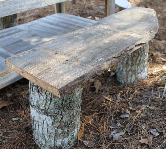 Bench logs reclaimed wood