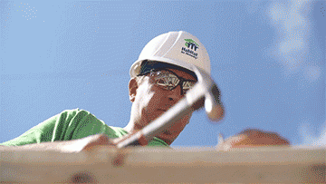 Habitat for Humanity volunteer hammering
