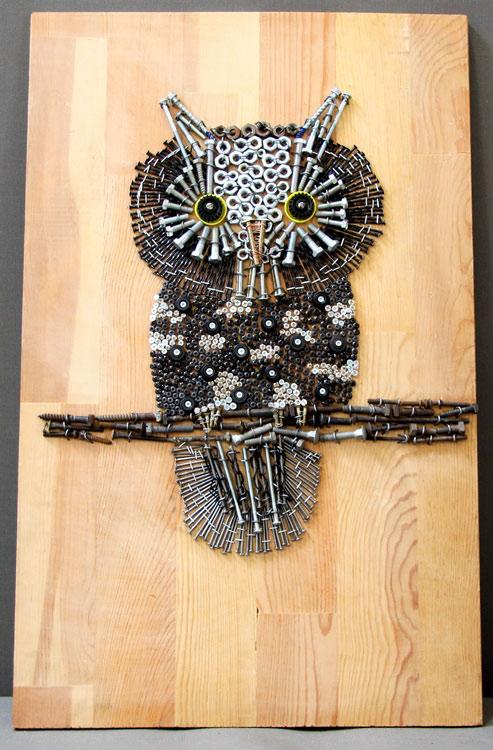 Recycled art contest first prize - Owl