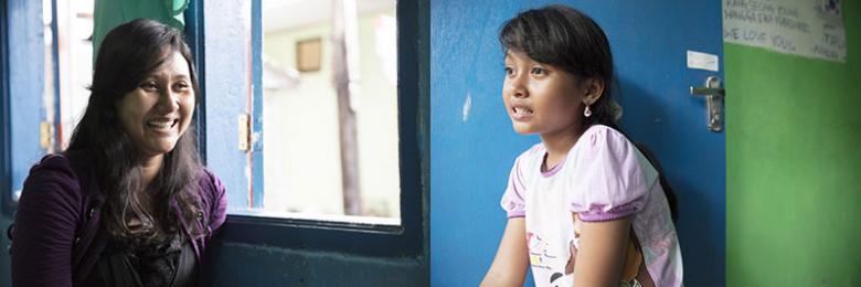 Habitat homeowner Jamila and her daughter Naila from Tegal Sari, Indonesia