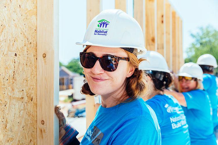 Volunteers participate in Habitat’s National Women Build Week.