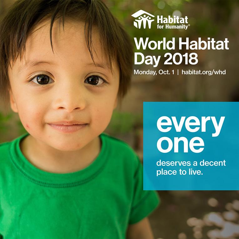 Social media graphic for World Habitat Day 2018