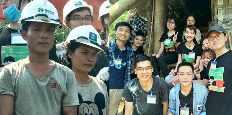 Son and his wife Thien worked with youth volunteers to construct a new home on culmination day of the 2018 Habitat Young Leaders Build in Hoa Binh province, Vietnam.