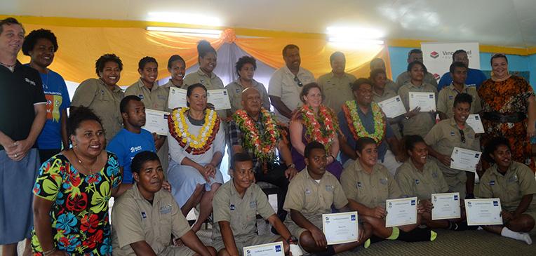 Fijian trainees including Maria (back row, second from left) marked their completion of the "Green Jobs for Women" program.