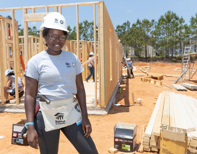 Imani on the build site.