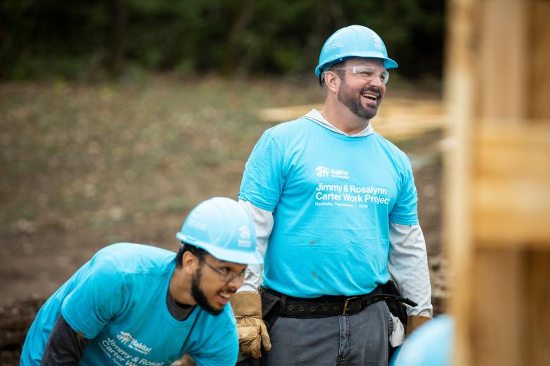 Garth Brooks on the build site.