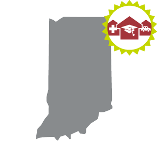 Indiana graphic with communities icon.