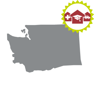 Washington state graphic with communities icon.