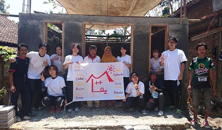 Chika Tagawa and her team at a Global Village build in Indonesia in 2019