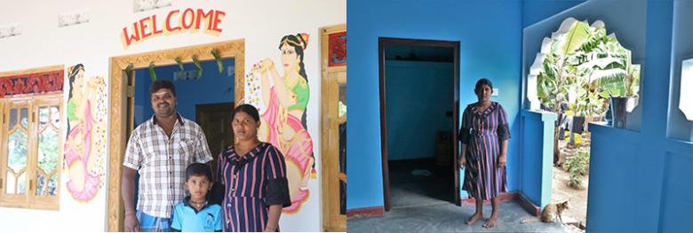 Mason Kandeepan (left) expanded the kitchen area that is painted blue, in his wife's favorite color