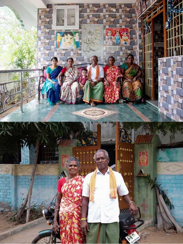 Nagarajan (top, center) with his wife, daughters-in-law, sister-in-law and grandchild at home in southern India