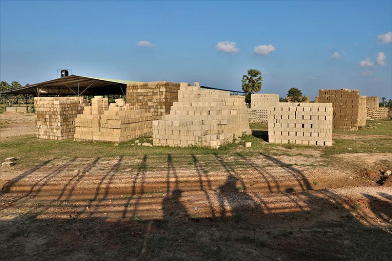 Yard that produced compressed stabilized earth blocks in Batticaloa, Sri Lanka