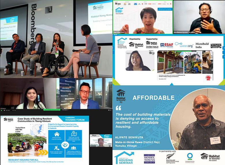 Montage of various housing forums and seminars in Asia-Pacific