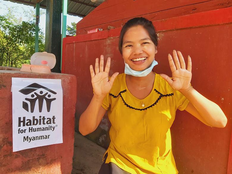 Myanmar teacher Daw Thin Thin Aye volunteered with Habitat Myanmar in hygiene training
