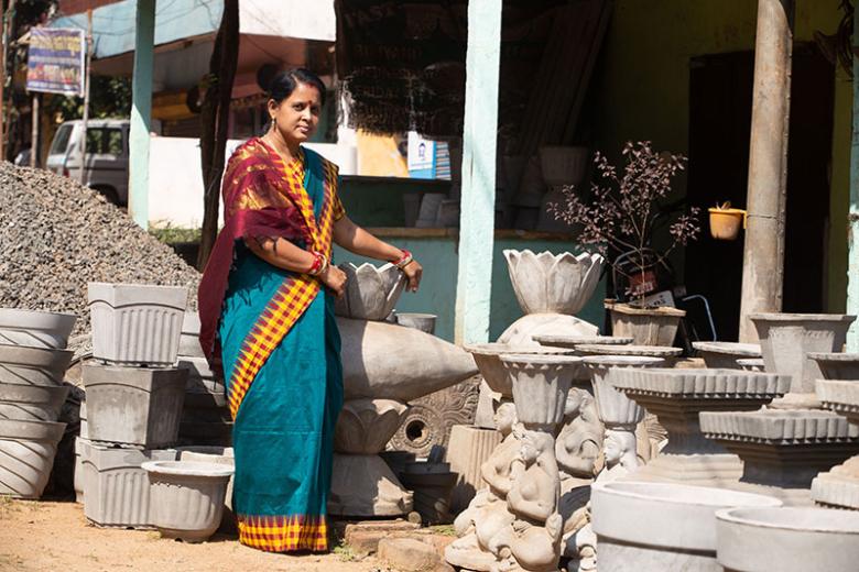 Deepanjali at her workshop in Odisha, India