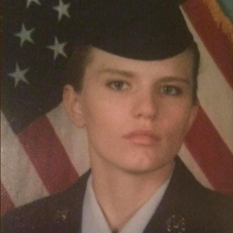 Portrait of younger Peggy in her U.S. Air Force uniform.