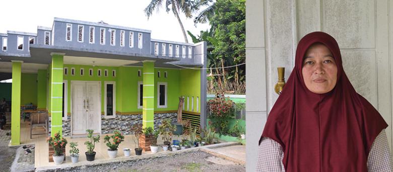 Minah took out housing microfinance loans from KOMIDA to build her home in West Java, Indonesia