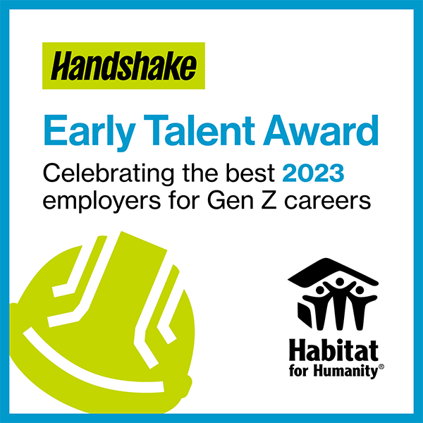 Handshake Early Talent Award badge - Celebrating the best 2023 employers for Gen Z careers