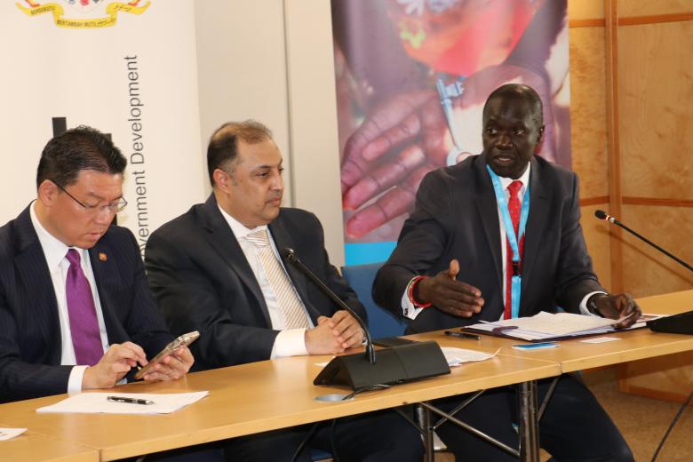 Maurice Makoloo, Africa Area Vice President, Habitat for Humanity speaking at a side event hosted by the Malaysian government at the second session of the UN Habitat Assembly.