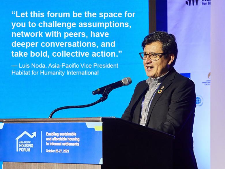 Habitat's AP VP Luis Noda at Asia-Pacific Housing Forum opening plenary