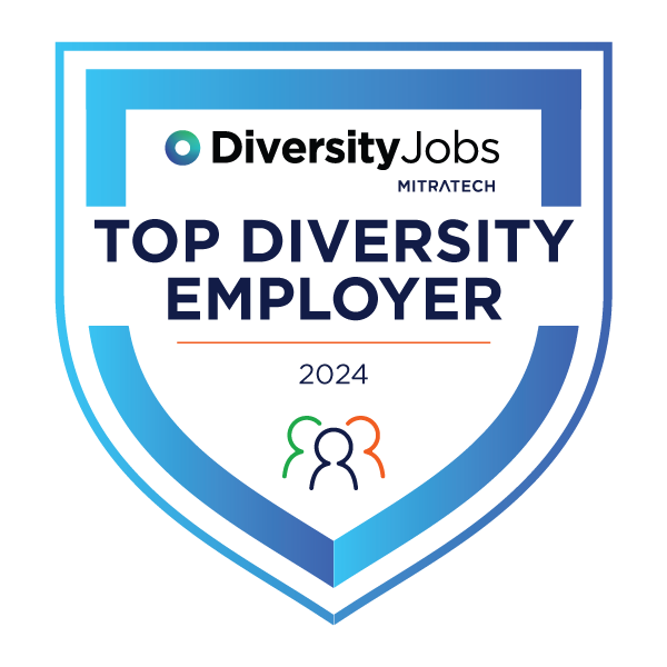 Badge-shaped graphic with text Top Diversity Employer 2024