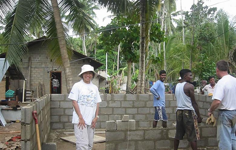 Olivia Wong helping tsunami-affected Sri Lankan family rebuild home.