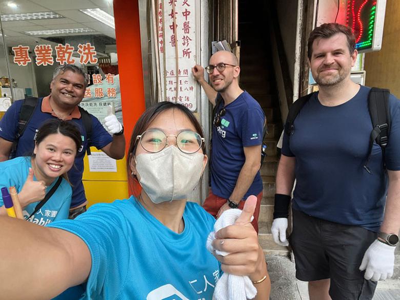 Gregg (far right) with other volunteers at Habitat Hong Kong's Project Home Works