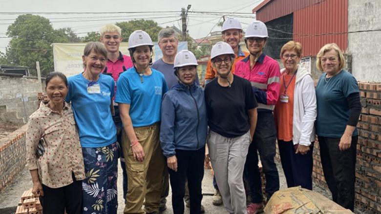 Robyn (second from left) with other volunteers at Global Village build in Vietnam
