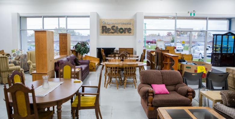 Inside a ReStore with furniture