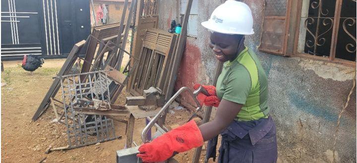 A female welder at work