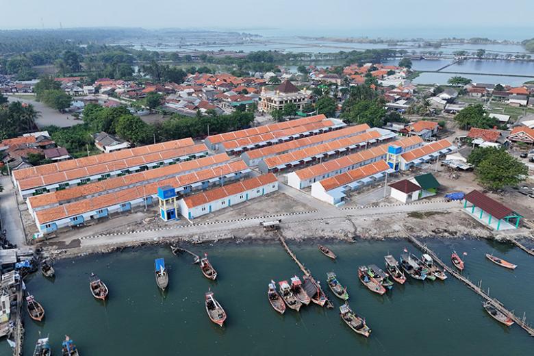 Aerial view of new homes in Tanjung Kait, Indonesia