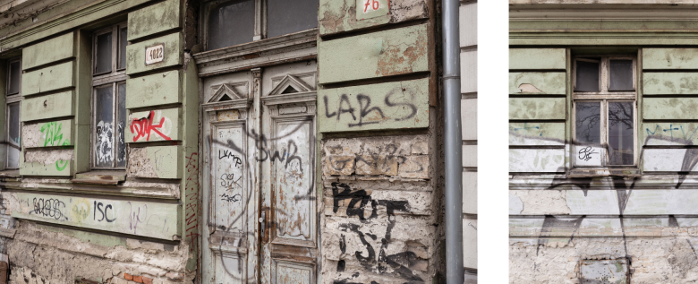 rundown buildings